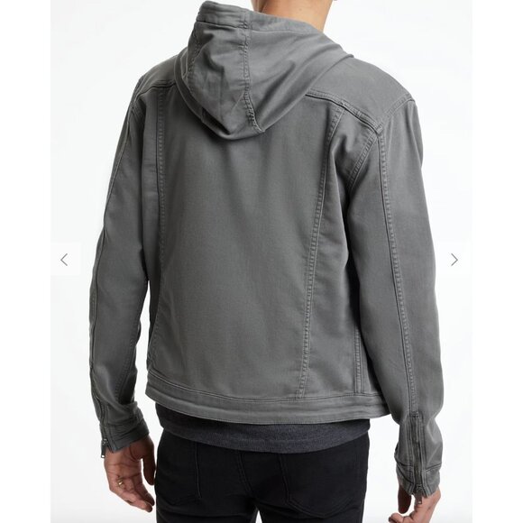 John Varvatos Scott Jacket in Gray Size XXL Hooded Zip Up Trucker - Picture 2 of 10